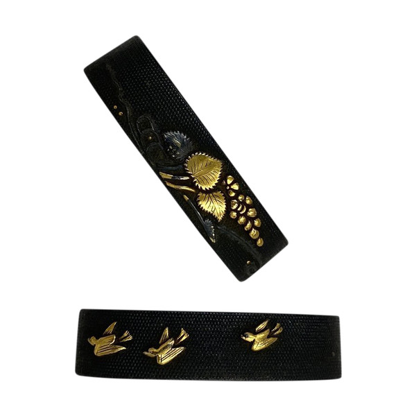 Shakudo fuchi con uccelli e fiori - Giappone - Periodo Edo