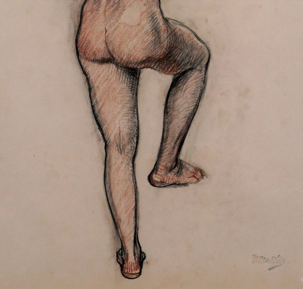 Paul Madeline 1863-1920 Femme nue, grand pastel, vers 1900