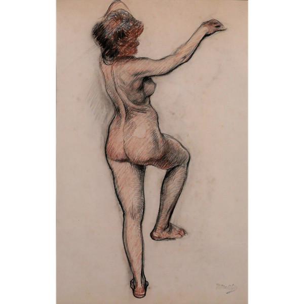 Paul Madeline 1863-1920 Femme nue, grand pastel, vers 1900