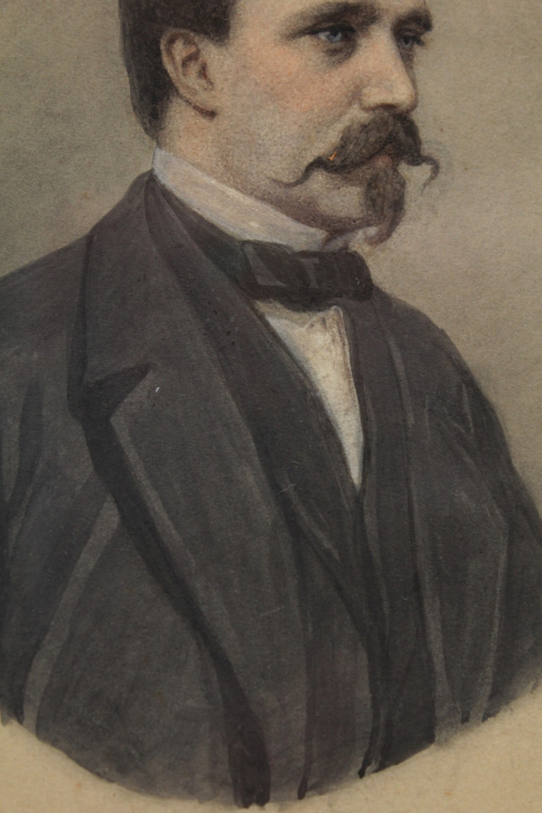Disegno "Ritratto di Charles Morin" firmato M. Parmentier 1870 ca.