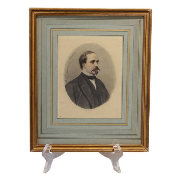 Disegno "Ritratto di Charles Morin" firmato M. Parmentier 1870 ca.