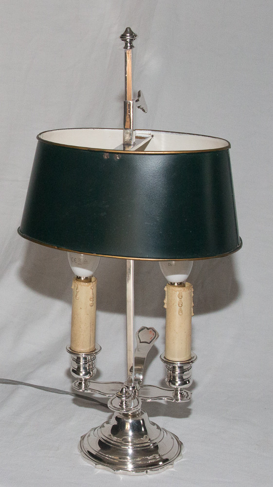 Lampe Bouillotte En Bronze Argenté  A MOURIER Début XXème