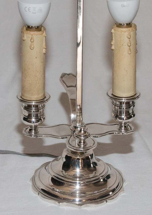 Lampe Bouillotte En Bronze Argenté  A MOURIER Début XXème