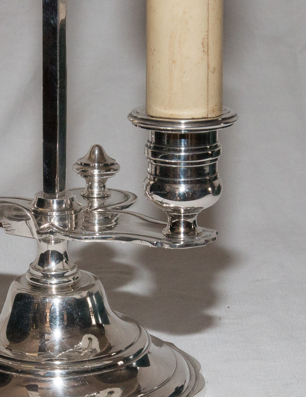 Lampe Bouillotte En Bronze Argenté  A MOURIER Début XXème