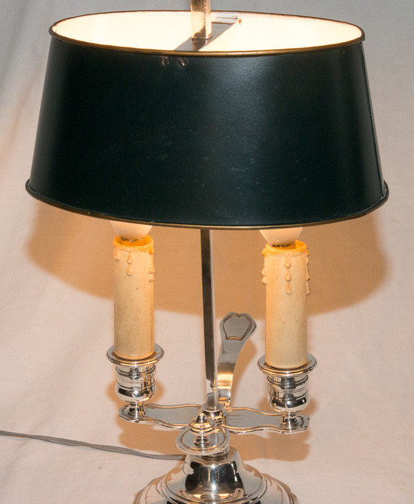Lampe Bouillotte En Bronze Argenté  A MOURIER Début XXème
