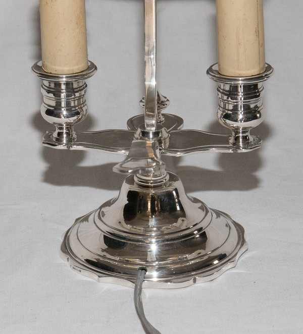 Lampe Bouillotte En Bronze Argenté  A MOURIER Début XXème