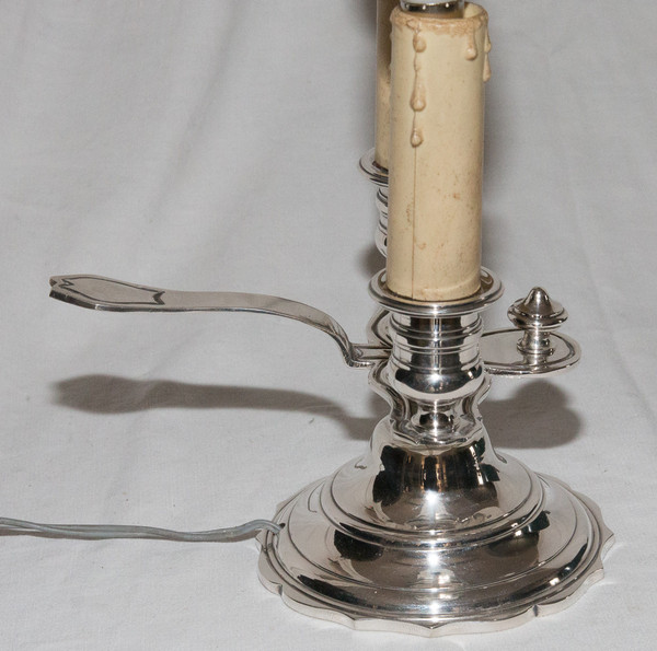 Lampe Bouillotte En Bronze Argenté  A MOURIER Début XXème