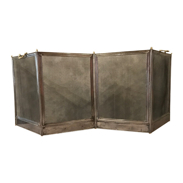 Antique polished iron mantelpiece from the 19th century Charles X period