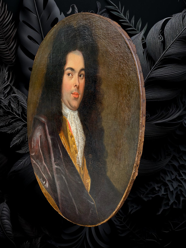 PEINTURE OVALE FIN XVIIe / ÉCOLE FRANÇAISE / PORTRAIT D HOMME DE QUALITÉ