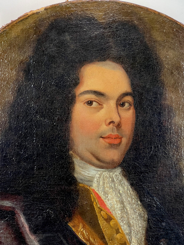 PEINTURE OVALE FIN XVIIe / ÉCOLE FRANÇAISE / PORTRAIT D HOMME DE QUALITÉ