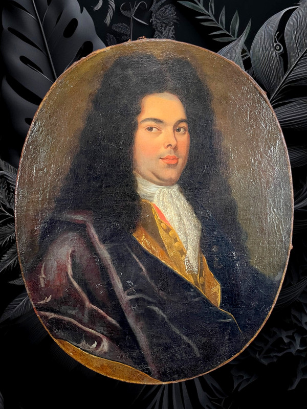 PEINTURE OVALE FIN XVIIe / ÉCOLE FRANÇAISE / PORTRAIT D HOMME DE QUALITÉ