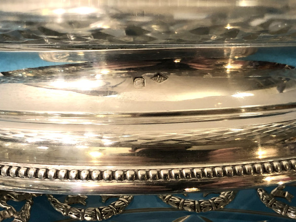 coppia di MINERVE in argento massiccio e cristallo del XIX secolo ciotola su piede / compotier