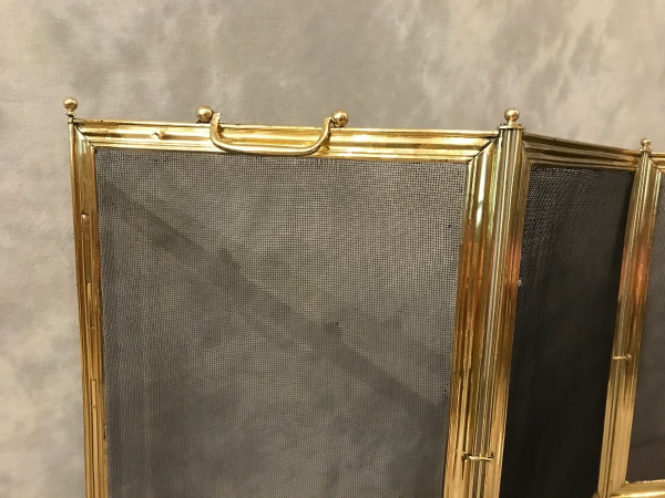 Pare feu de cheminée ancien en laiton d'époque 19 ème Charles X 