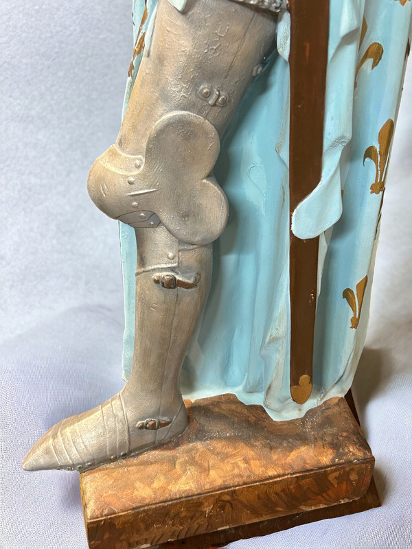 Large Polychrome Plaster Sculpture - Jeanne D'arc Early XXth H 130 Cm