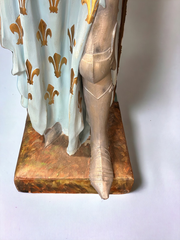 Large Polychrome Plaster Sculpture - Jeanne D'arc Early XXth H 130 Cm