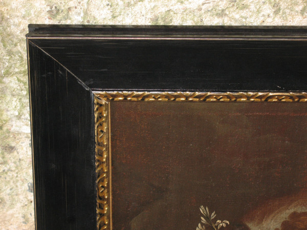 L'annonciation huile sur toile école italienne grand tableau religieux époque 17ème