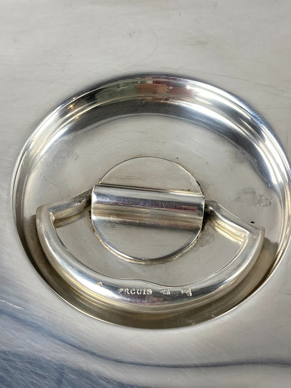 Cloche ovale en métal argenté 