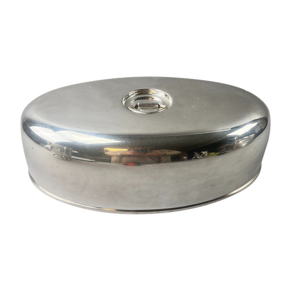 Cloche ovale en métal argenté 