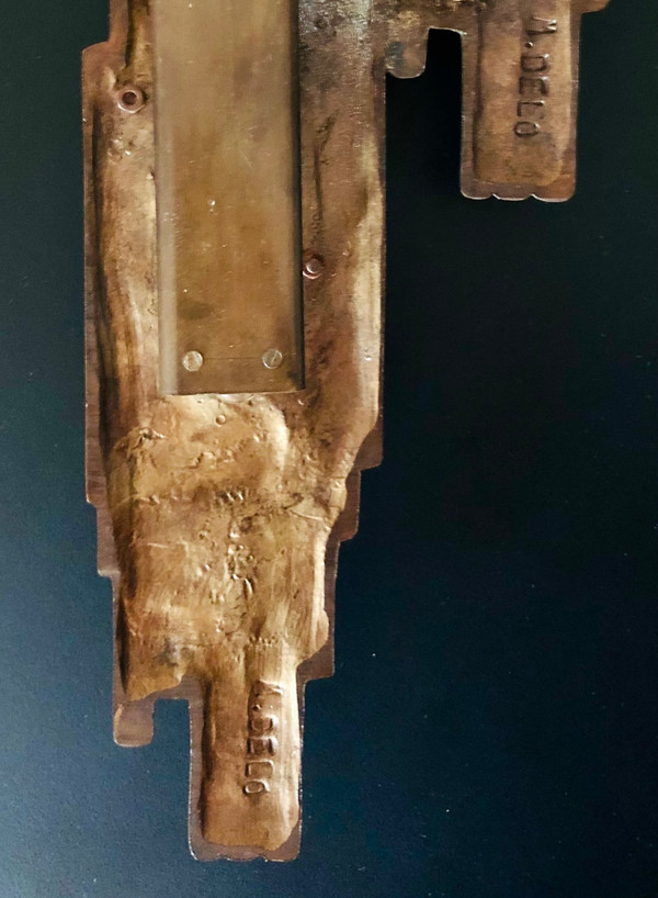 Brutalist bronze wall lamp by Maxime Delo, Italy 1970s