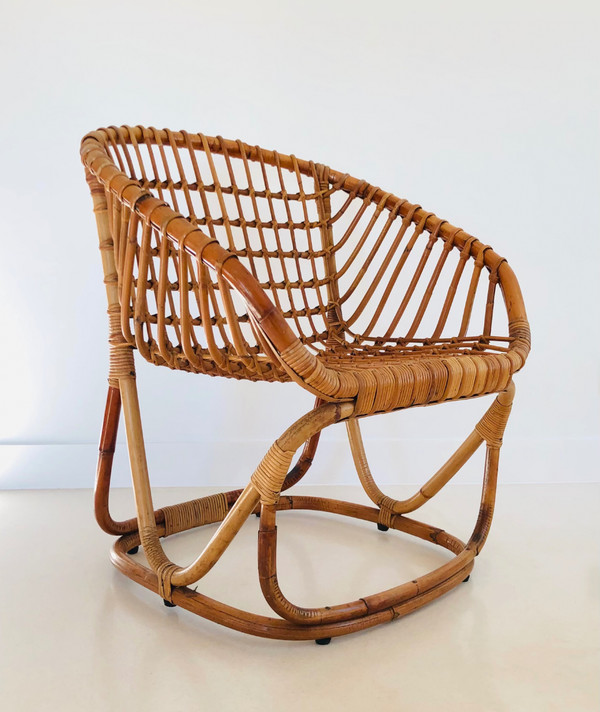 Fauteuil en rotin de Tito Agnoli pour Pierantonio Bonacina, Italie 1958