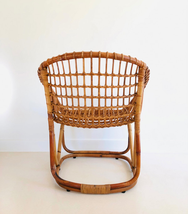Fauteuil en rotin de Tito Agnoli pour Pierantonio Bonacina, Italie 1958