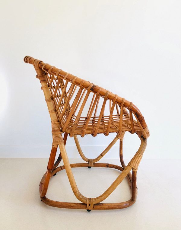 Fauteuil en rotin de Tito Agnoli pour Pierantonio Bonacina, Italie 1958
