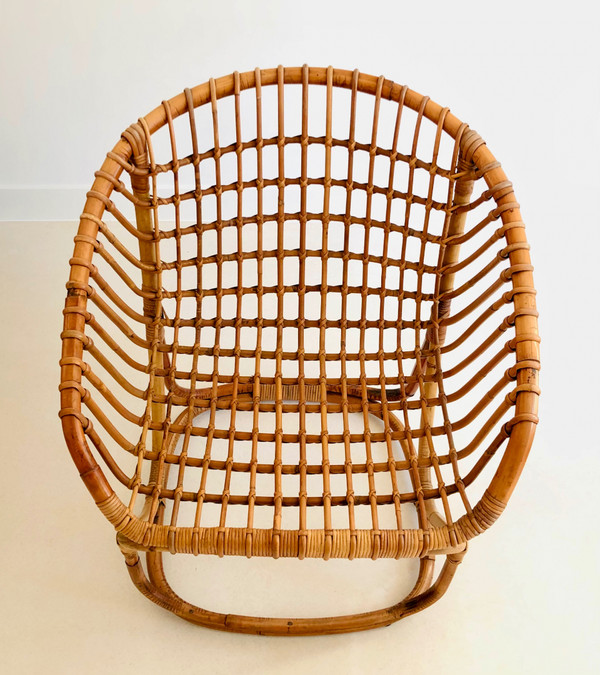 Fauteuil en rotin de Tito Agnoli pour Pierantonio Bonacina, Italie 1958