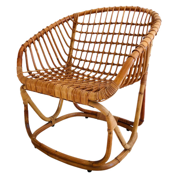 Fauteuil en rotin de Tito Agnoli pour Pierantonio Bonacina, Italie 1958