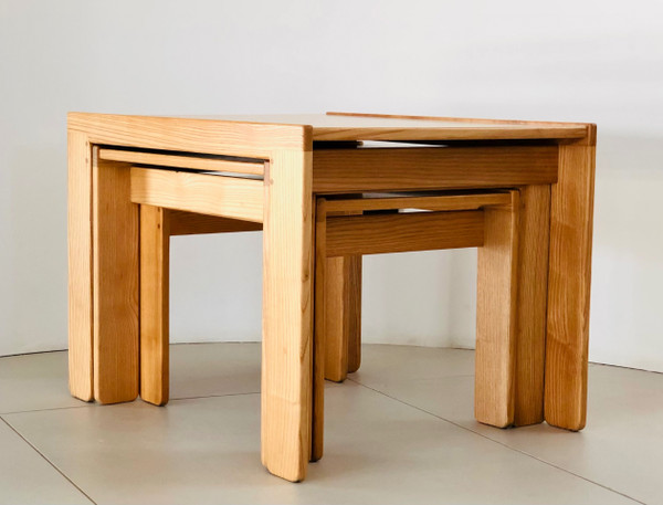 Satztische aus Esche Modell 777 von Afra & Tobia Scarpa für Cassina, Italien 60er Jahre.