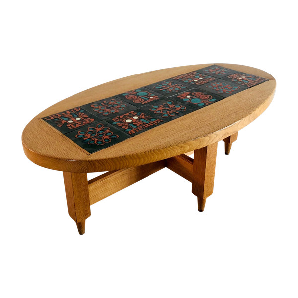 Table basse ovale de Guillerme et Chambron pour "Votre maison", France années 60