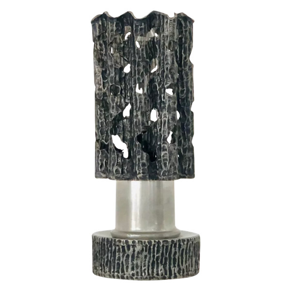 Lampe brutaliste en étain, Italie années 60