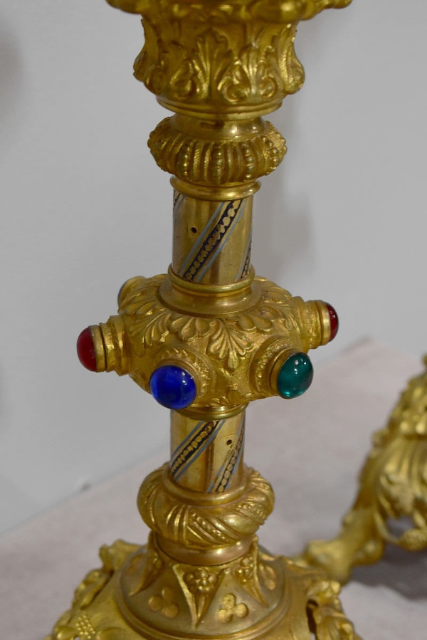Paire de Pique-cierges en Bronze doré et laiton – 1900