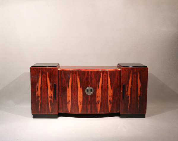 Sideboard, Art-Déco-Sideboard aus Makassar-Ebenholz
