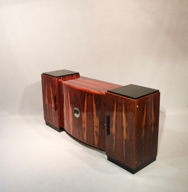 Sideboard, Art-Déco-Sideboard aus Makassar-Ebenholz