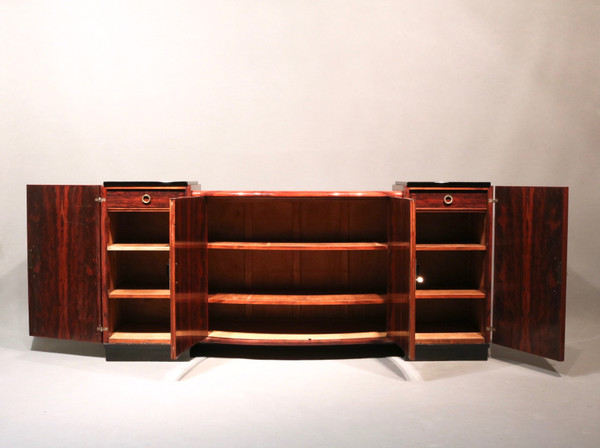 Sideboard, Art-Déco-Sideboard aus Makassar-Ebenholz