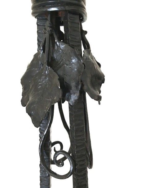 Battered iron floor lamp, Art Deco work around 1920