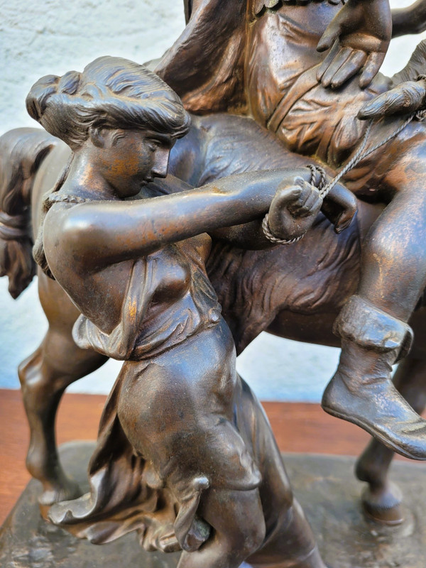 Gaulish Chef On Horseback In Bronze, 19th Century