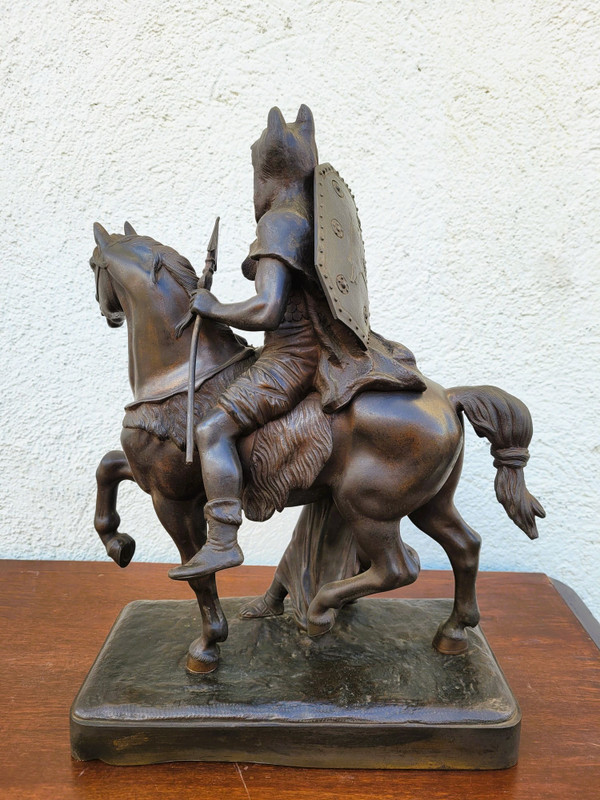 Gaulish Chef On Horseback In Bronze, 19th Century
