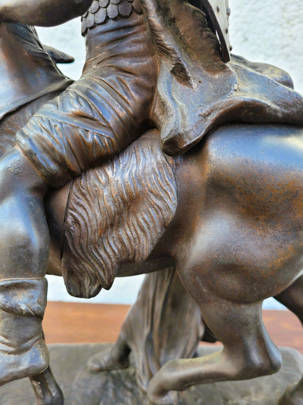 Gaulish Chef On Horseback In Bronze, 19th Century