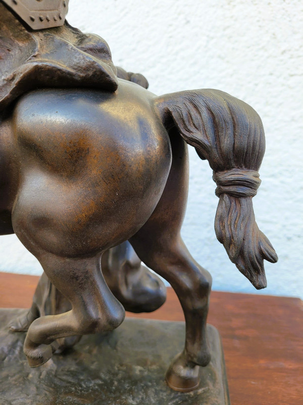 Gaulish Chef On Horseback In Bronze, 19th Century