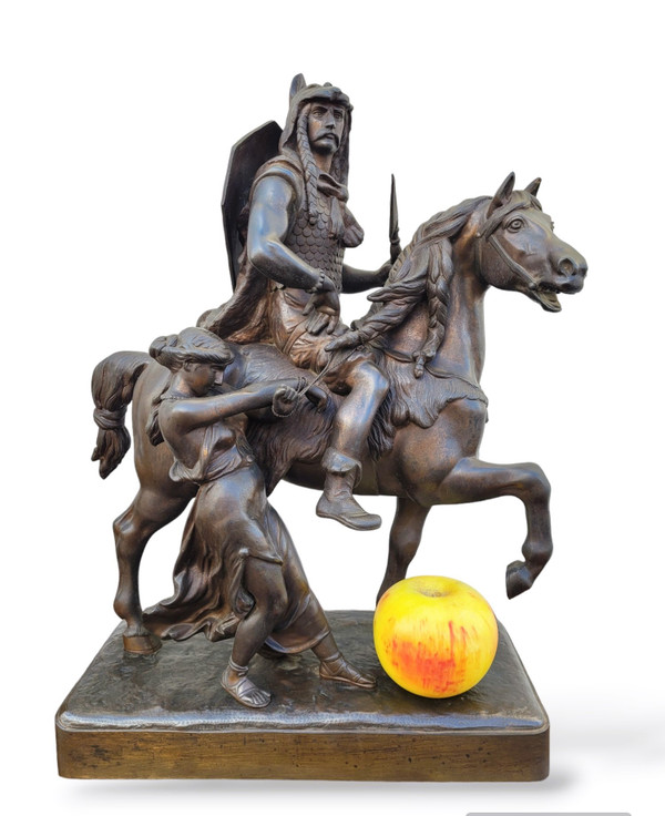 Gaulish Chef On Horseback In Bronze, 19th Century