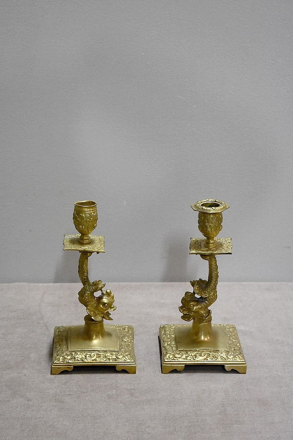 Pair of Bronze Candlesticks – 19th Century