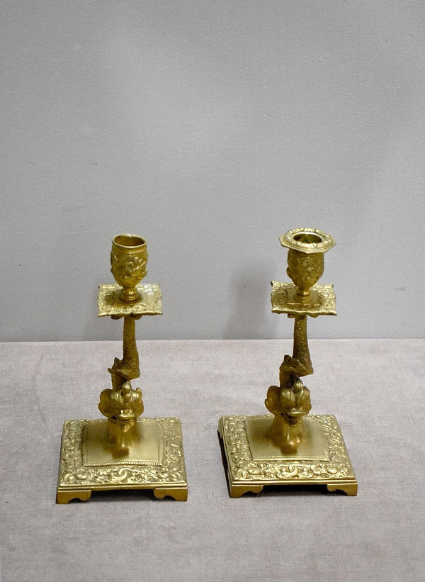 Pair of Bronze Candlesticks – 19th Century