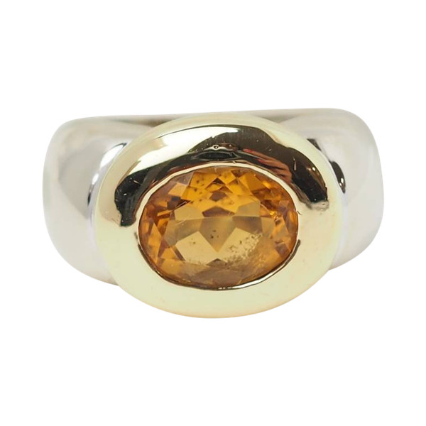 Bague en or bicolore et citrine 