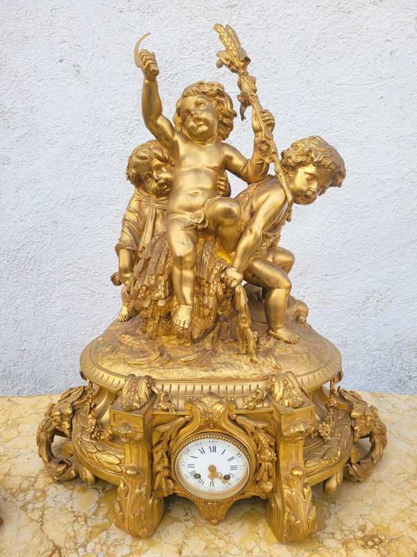 Buhot, Aux Puttis Fireplace Trim, Gilt Bronze, 19th Century