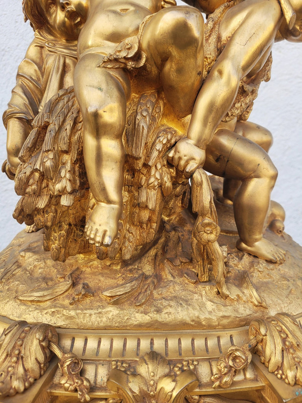 Buhot, Aux Puttis Fireplace Trim, Gilt Bronze, 19th Century