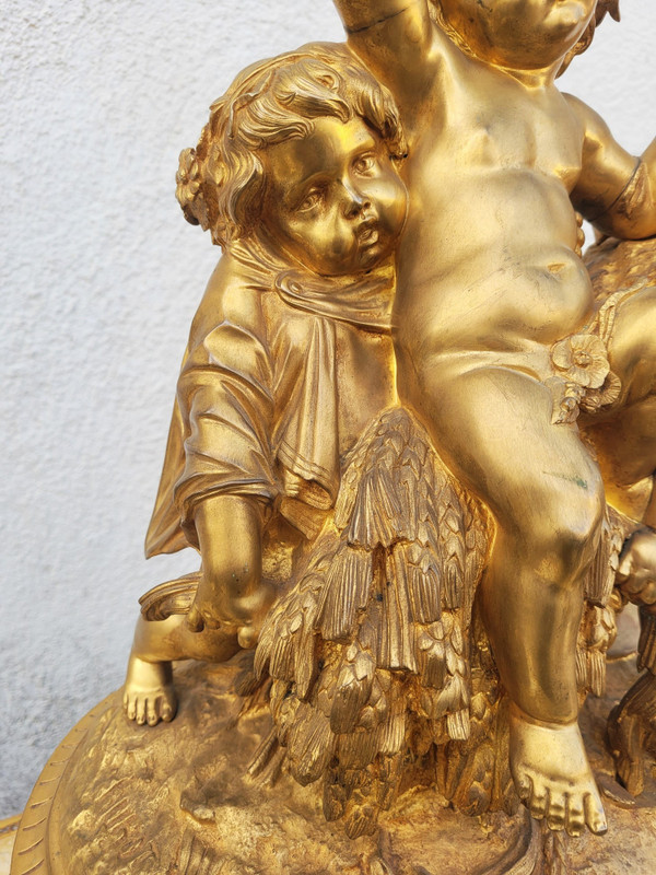 Buhot, Aux Puttis Fireplace Trim, Gilt Bronze, 19th Century
