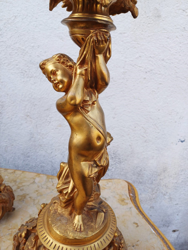 Buhot, Aux Puttis Fireplace Trim, Gilt Bronze, 19th Century