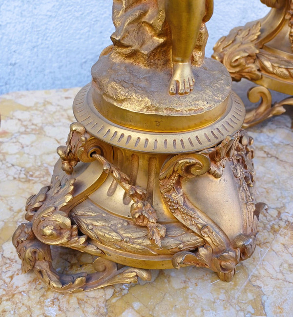 Buhot, Aux Puttis Fireplace Trim, Gilt Bronze, 19th Century