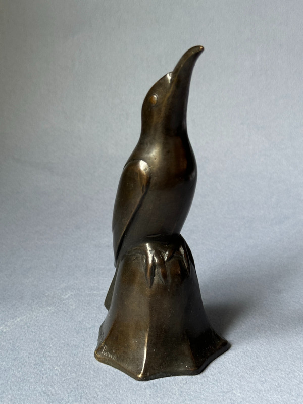 Bronzo ArtDeco "Uccello azzurro n. 1 testa sollevata" Édouard-Marcel SANDOZ (Susse Frères)